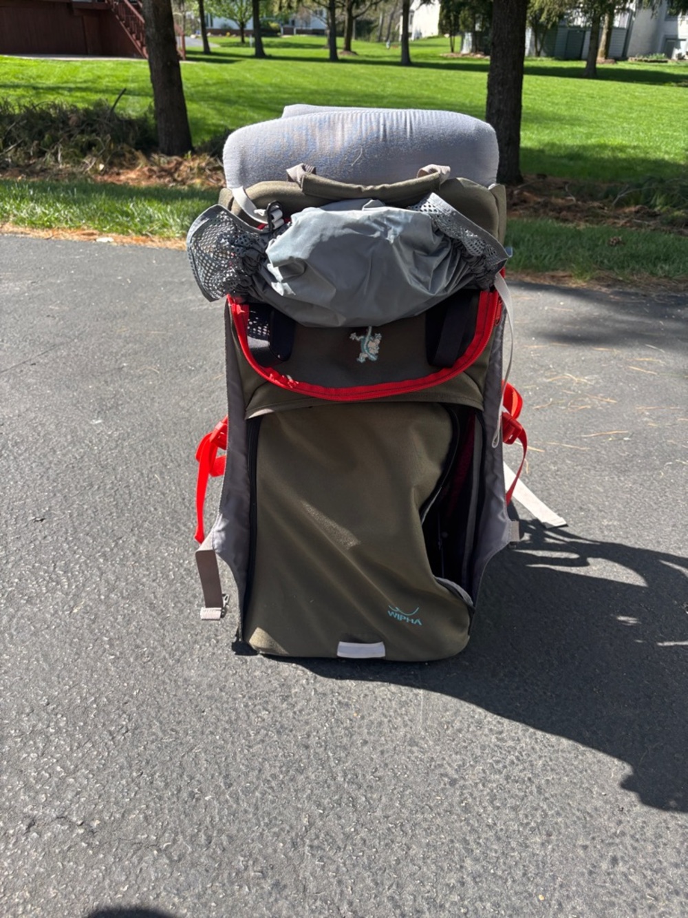 Venture Outdoor Hiking Backpack for baby- Olive Green with Red Accents